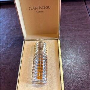 Jean Patou Gold Glass Ribbed Perfume Bottle